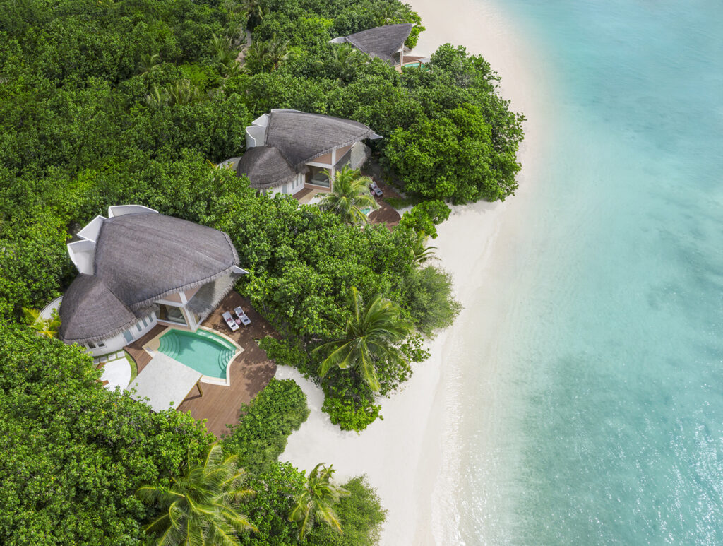 Birds eye view beach villa JW Marriott Maldives Resort Spa