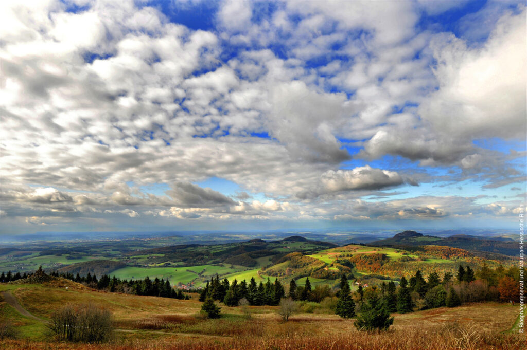 Rhon UNESCO Biosphere Reserve view from Mount Wasserkuppe 950m to Milseburg
